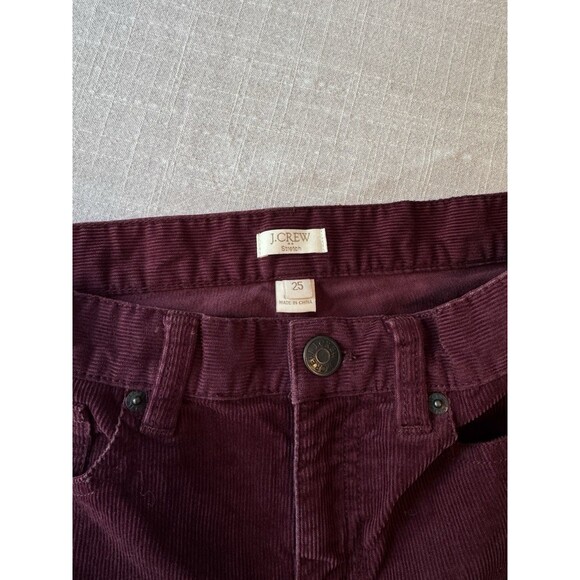 J. Crew Stretch Burgundy‎ Wine Ankle Corduroy Pants Women’s Size 25 - Picture 5 of 11